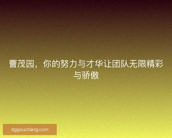 曹茂园，你的努力与才华让团队无限精彩与骄傲